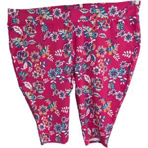 Sport Savvy Regular Printed Jersey Capri Pink Floral‎ 5X Stretch Legging